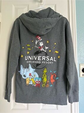 Universal Studios Orlando Resort Dr. Seuss Zip Hoodie Gray Men’s Small/Woman Med
